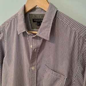 Banana Republic Soft Wash Slim Fit L men's long sleeve striped button down shirt